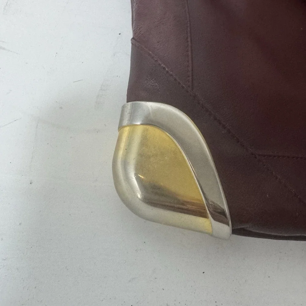 Lou Taylor Purse‎ Red Handbag Messenger Leather VTG Pop Up Hinged Mirror Italy
